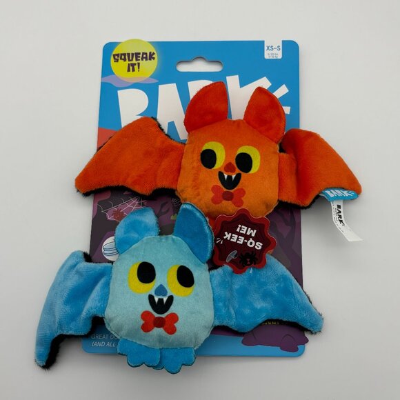 BARK 2pc Halloween Muttster Madness Good Wingmen Bats Dog Plush Toy NEW - Picture 1 of 2